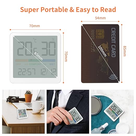 NOKLEAD 2-Pack Indoor Thermometer Hygrometer - Room Temp Gauge Humidity Monitor for Home, Magnetic, 3.3in Screen, Calibration & Air Comfort Indicator (Spare Battery Included) - Image 3