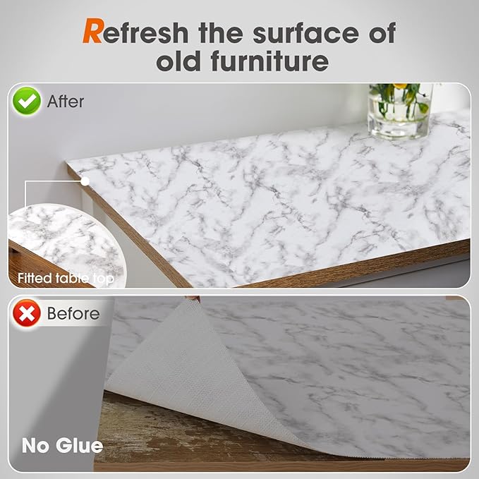 Drawer and Shelf Liner, Non-Slip Kitchen Cabinet Liners Non-Adhesive Thick Strong Grip Waterproof Washable Mats Protect Dresser Shelves Cupboard Bathroom Cabinets, White Marble, 18 in X 20 FT - Image 8