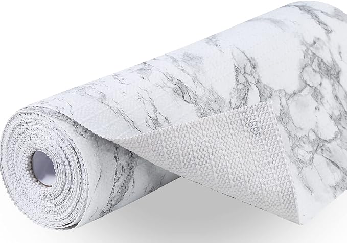Premium Drawer and Shelf Liner for Cabinet, Non Adhesive Liner for Kitchen, Strong Grip Non Slip Shelf Liners for Kitchen Cabinets, Storage, Drawers, Shelves, Kitchenware and Tableware, Marble by Iwtmm