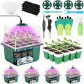 Mckanti 4 Set Self-Watering Seed Starter Tray Kits with Grow Light, Reusable Seed Germination Kit with Adjustable Humidity Domes and Silicone Cell Base Tray for Indoor Plant Seed Germination by Mckanti
