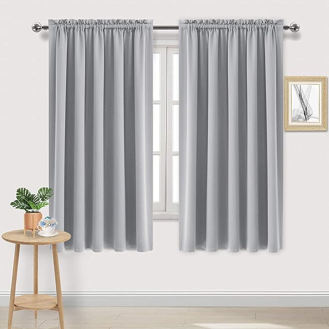 DWCN Blackout Curtains for Bedroom – Rod Pocket Thermal Insulated Noise Reducing Noise Reducing Drapes for Living Room, W 60 x L 63 Inch, 2 Panels, Silver Grey by DWCN