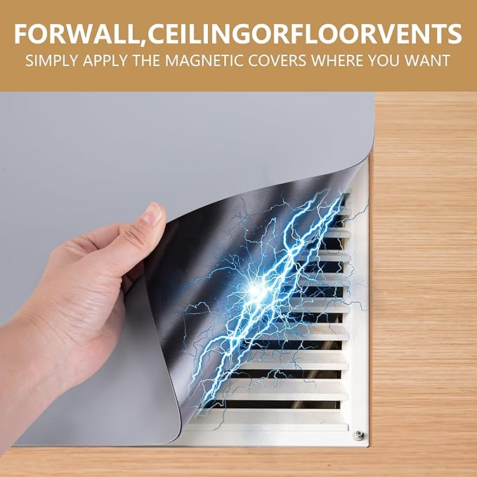 4 Pcs 13.4'' x 13.4'' Strong Magnet Vent Covers, 63Mil Extra Thick Magnetic Register Cover, Square Air Vent Sealing Covers for Home Wall Ceiling Floor HVAC AC RV Steel Vents - Image 4