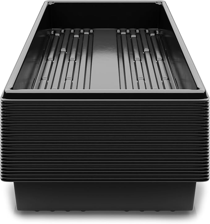 10x20 Inch Black Plastic 25 Pack Plant Propagation Tray – Growing Trays for Garden, Planting, Seedling, Soil & Hydroponic Horticulture - Microgreen Trays Grow Plants - No Drain Holes - Image 9