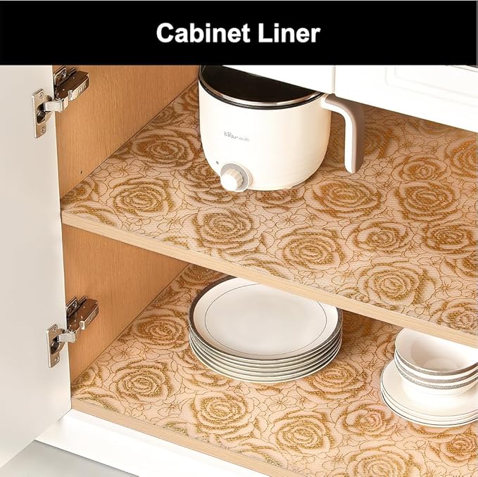 Cooyes Shelf Liner – Premium Non-Adhesive Cabinet & Drawer Liner for Kitchen – Waterproof Shelf Paper with Modern Pattern – Durable EVA Cabinet Mat – Easy to Cut （24" W x 240" L） - Image 3
