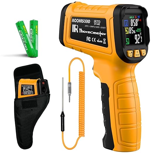 Infrared Thermometer Gun -58°F to 2732°F, IR Temperature Gun with K-Type Probe for Internal Readings, 50:1 High Temp Laser Thermometers Tool for Kilns, Furnaces, HVAC, BBQ Home & Industrial Use - Image 8