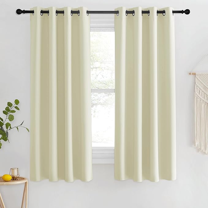 NICETOWN Room Darkening Beige Curtain 63 inches Long, Grommet Thermal Curtains Blackout Window Treatment Sound Reducing for Bedroom/Home Office, 1 Panel, W46 X L63 by NICETOWN