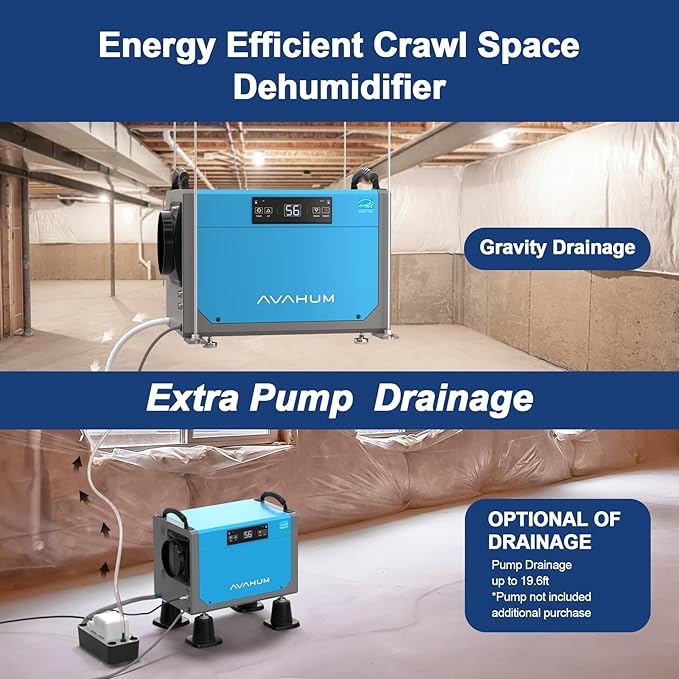 Crawl Space Dehumidifier 113 Pint Commercial Dehumidifier Energy Star Efficient Certified for Basement,Whole House with Drain Hose,Large Capacity, Water Damage Unit,Portable, Auto Defrost - Image 5