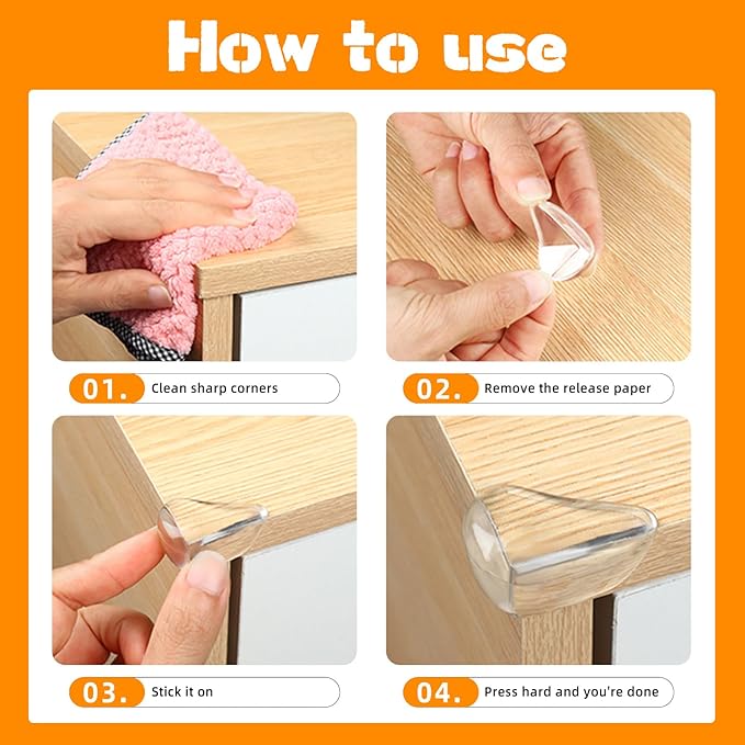 16 Pack Clear Corner Protectors for Furniture,Table Corner Protectors,Furniture Corner Guard & Edge Safety Bumpers for Table Edges & Sharp Corners(L Shape) - Image 6
