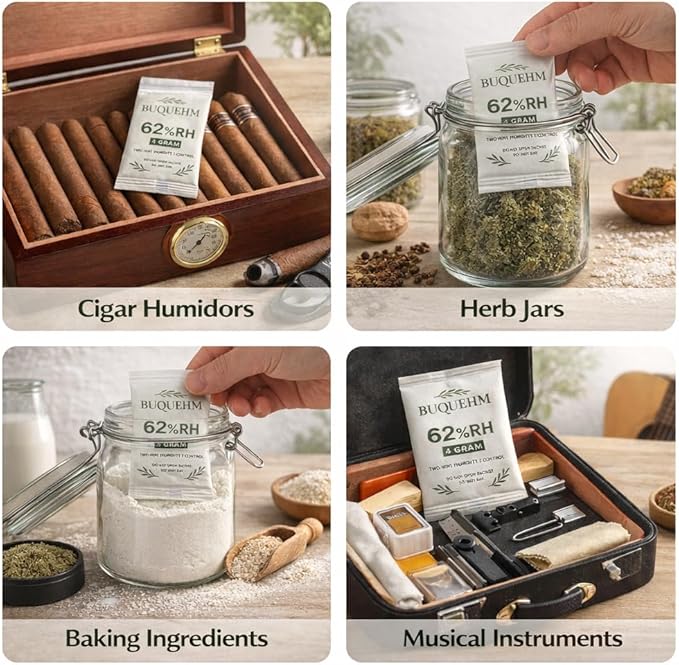 62% Size 4g, 20 Pack Two-Way Humidity Control Packs – Hydration Packets & Moisture Absorbers for Storage Boxes, Camera Equipment & Food Containers - Image 8