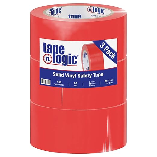 Aviditi Tape Logic Multipurpose Solid Vinyl Safety Tape, (Bulk Pack of 3) 2 Inch x 36 Yards, Red, Heavy-Duty 6 Mil Thick - Moisture/Grease Resistant, Floor Marking and Social Distancing by Aviditi