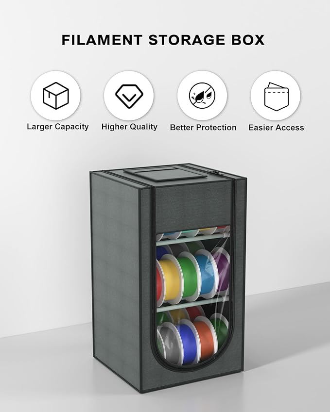 3D Printer Filament Storage Box, 30-Roll 3D Printer Filament Storage, Hard Fiber and Oxford Cloth Material, Water-Proof and dust-Proof for PLA/PETG/ABS/TPU/UV Resin and More - Image 7