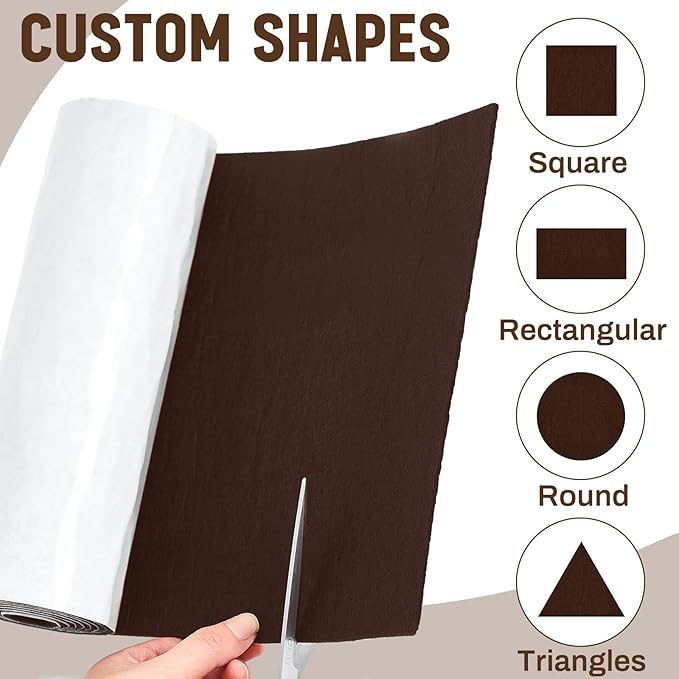 Large Felt Furniture Pads 12 x 60 Inch Non Slip Self Adhesive Heavy Duty Cuttable Strip Roll Felt Sheet Tape for Protecting Hardwood Floors Chair Wall, Brown - Image 4