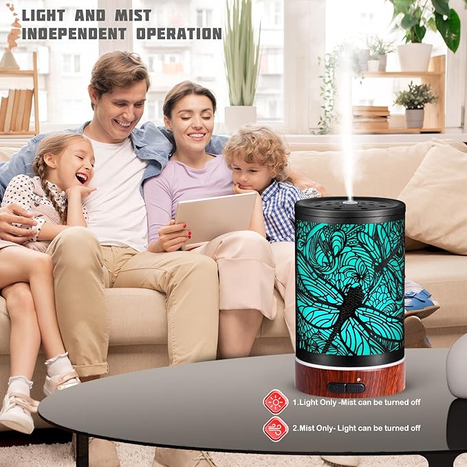 Essential Oils Diffuser,Aromatherapy Diffuser,Birthday for Women Mom Grandma,Metal Cool Mist Humidifier with 7 Colors Lights Waterless Auto Off Air Diffusers (Dragonfly) - Image 5