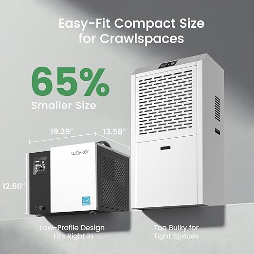 Waykar 70 Pint Energy Star Crawl Space Dehumidifier with Drain Hose, Commercial Dehumidifier for Basements and Home, for Spaces up to 5000 Square Feet, Smart Humidity Control - 5-Year Quality Coverage - Image 9