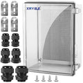 Waterproof Outdoor Project ABS Plastic Junction Box IP67 Weatherproof Dustproof Enclosure with Hinged Cover, Mounting Plate,Wall Brackets for Power Project (Clear.15.7"x11.8"x7.1") by XINYIELE
