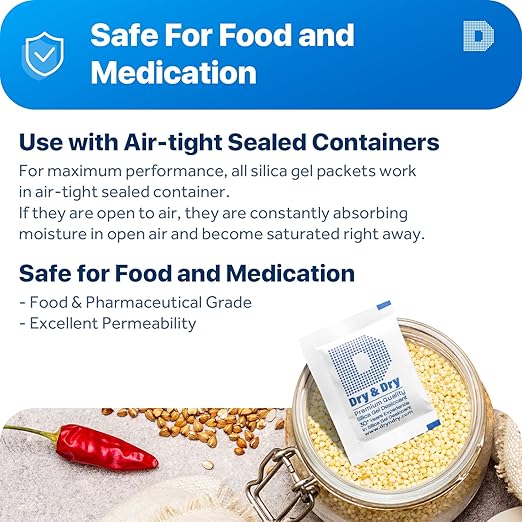 Dry & Dry 5 Gram [500 Packets] Silica Gel Packets Silica Gel Desiccants, Silica Gel Packs - Rechargeable (Food Safe) Silica Gel Packets, Silica Packets - Image 5