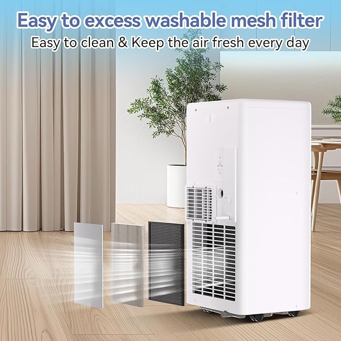 ​​10000 BTU Portable Air Conditioner w/Dehumidifier & Fan | Cools Rooms up to 560 Sq.Ft, Remote Control, LED Display, White​​ - Image 8
