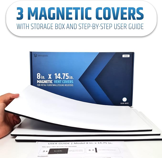 Powerful Magnetic Vent Covers (3-Pack) That Will Never Fall Off (Upgraded Design) - for Sealing Floor/Wall/Ceiling Registers of Width 7.25" to 8", Length 13.25" to 14" | Vent Not Included | White - Image 7