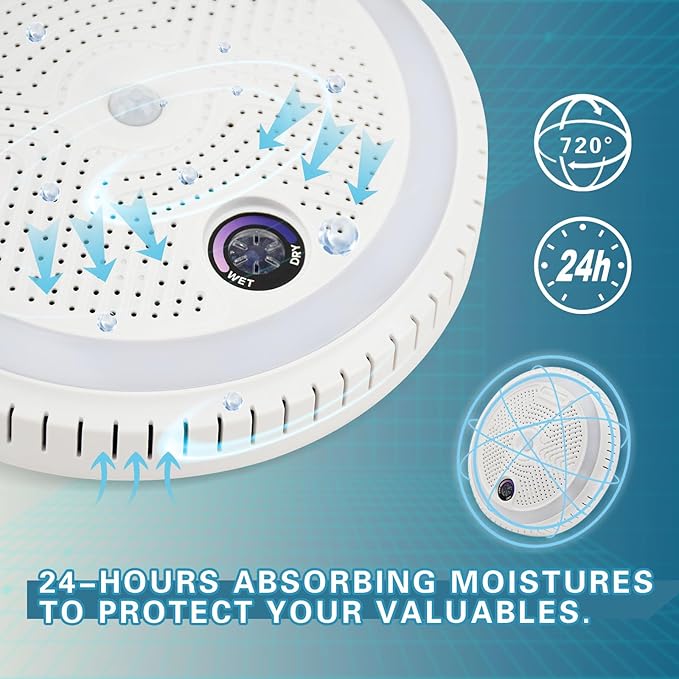 2-in-1 Rechargeable Dehumidifier with Motion Sensor LED Light, Perfect For Gun Safe, Gun Cabinet and other enclosed areas, ETL Approved (White) - Image 6