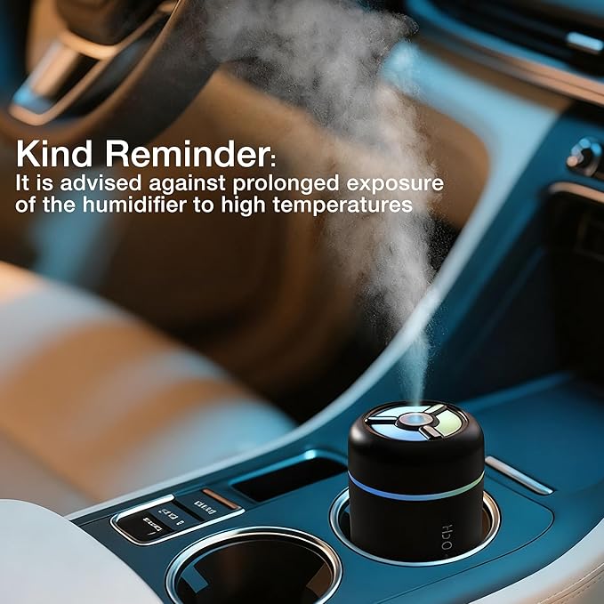 Portable Mini Humidifier, 300ml USB Cool Mist Small Humidifier with Colorful Lights. Perfect for Bedroom, Office, Plants, travel & Car (Black) - Image 5