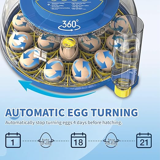 18 Egg Incubator with Automatic Egg Turning & Humidity Control - Perfect for Hatching Chicken, Duck, and Quail Eggs | 360° Viewing Window, Temperature Control, Ideal for Farm, Lab - Image 4