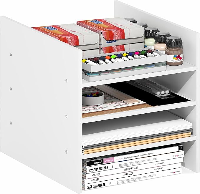 Furinno Cubicle Cube Insert, 3-Shelf Cube Organizer, 3-Tier Shelf Accessory, Fits into Furinno Triple Thick Cubes, IKEA Kallax, for Organizers and Storage, White by Furinno-FitsYourSpaceFitsYourBudget