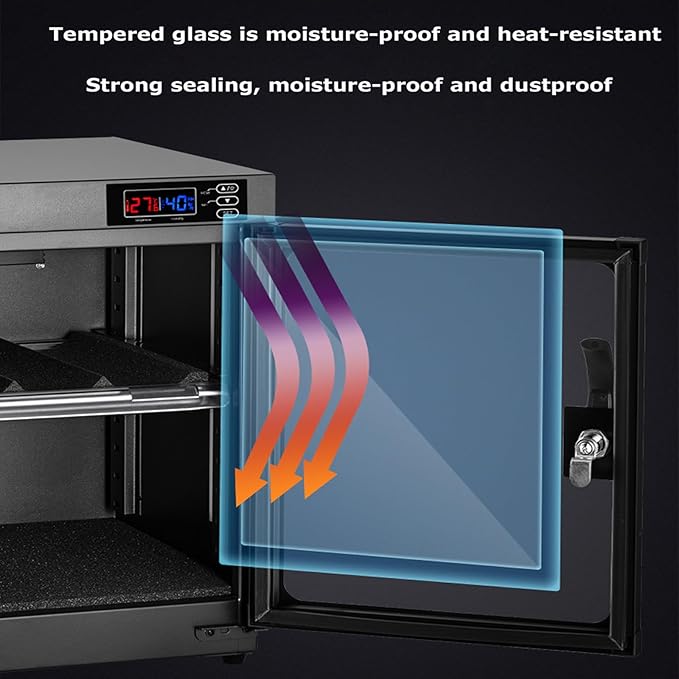 INTBUYING Camera Dry Cabinet 30L Electronic Dry Cabinet for Camera Lens Storage with Lock 2 Layers Intelligent Temperature Humidity LED Screen Noiseless - Image 2