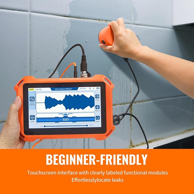 PQWT Underground Water Leak Detectors for Home PQ125A Wall Pipe Water Leakage Detection with Touchscreen Earphone and Carrying Case Multi Sensor Acoustic Pipeline Sound Intensifier - Image 6