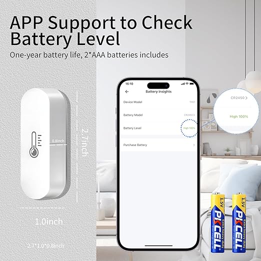 Zigbee Temperature Sensor, Humidity Sensor Thermometer for House, Compatible with Alexa & Google Assistant, eWeLink APP for Remote Monitoring and Home Automation, ZigBee 3.0 Hub Required - Image 7