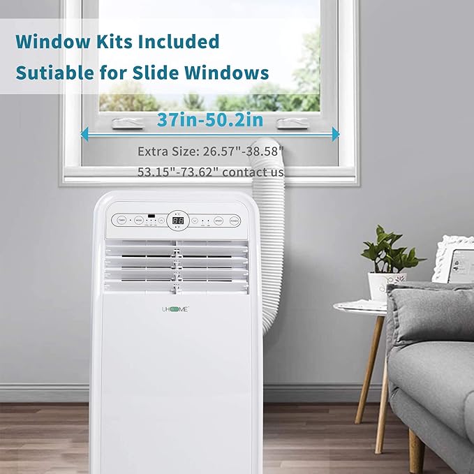 Uhome Portable Air Conditioner, 8000 BTU Compact AC Unit with Cooling, Dehumidifier, Fan, Remote Control and Window Mount Kit Included, White - Image 5