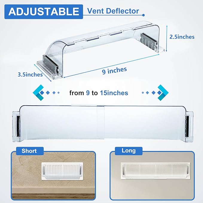Air Vent Deflectors Adjustable Magnetic Heat and Vent Cover,9" to 15"Inches-Heavy Duty Unbreakable Plastic with Magnet Secure Design ，for Vent Covers for Home Floor，Sidewal，Ceiling Registers,2 Pack… - Image 2