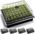 5-Pack No Drip Seed Starter Trays with 4" Humidity Dome - 240 Cells Deep Root Plug Trays, 2.76" Depth for Strong Roots Perfect for Vegetables, Herbs, Flowers & Plant Propagation, Gardening Supplies by RooTrimmer