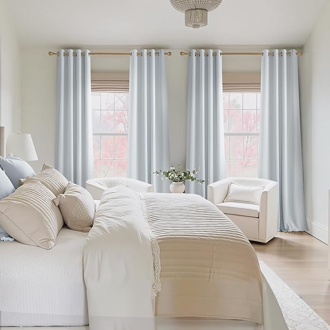 NICETOWN Room Darkening Draperies Curtains Panels, 2 Panels Greyish White W52 x L72 - Image 9