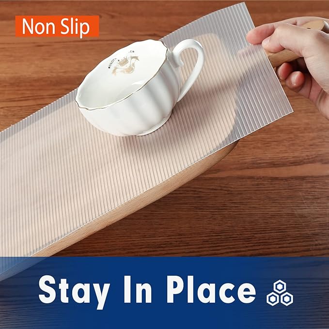 Shelf Liner, Drawer Liner, 2 Rolls x 12 Inches x 20 FT Cabinet Liner for Kitchen Cabinets Non-Adhesive Shelf Liners, Waterproof Shelf Paper with Non-Slip, Durable Liners, Clear - Image 2