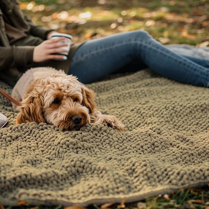 Muddy Mat® Dog Blanket - Chenille Water Absorption Blanket for Bed & Couch Cover for Dogs Washable, Anti-Slip Soft and Durable Furniture Protector for Dogs - Beige 52"x72" - Image 7