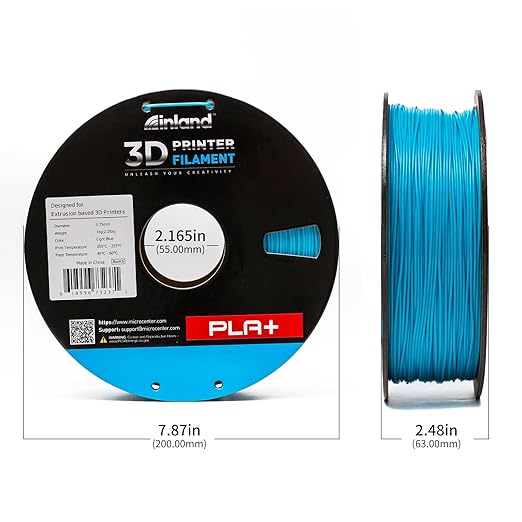 INLAND Micro Center PLA+ 3D Printing Filament 1.75mm - PLA Pro Dimensional Accuracy +/- 0.03 mm - 1kg Cardboard Spool (2.2 lbs) (1 Pack Light Blue, 1.75mm) - Image 4