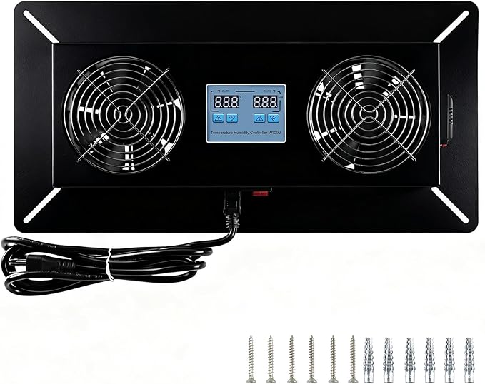 240 CFM Crawlspace Vent Fan, With Thermostat,Humidistat, Crawlspace Fans, For Moisture Reduction, Radon Mitigation, Freeze Protection, Ideal for Basement, Attic, Crawl Space Fan Vent(Black) by Pewoaoa