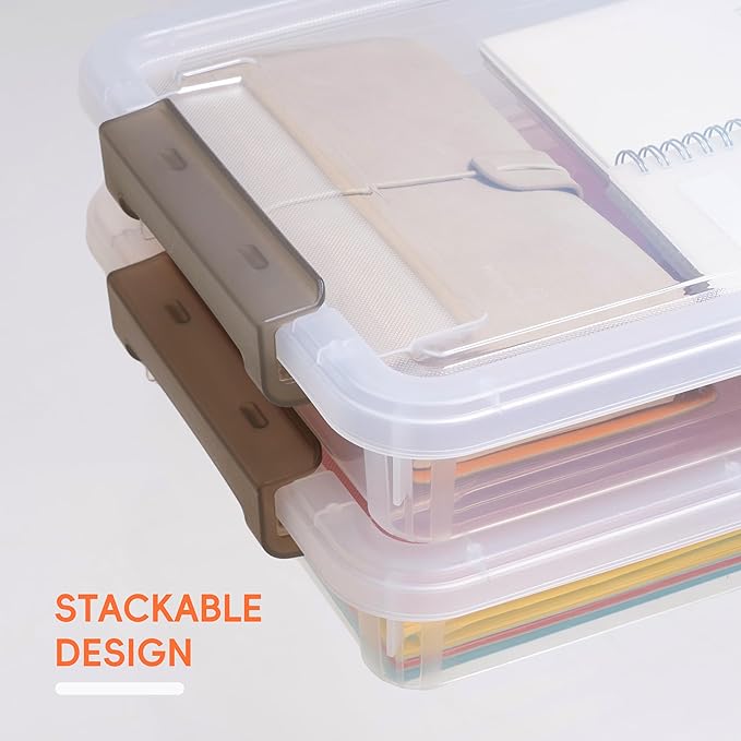 5PCS Plastic Storage Bins with Lids Portable Project Case Water Resistant Plastic Containers for Organizing Document,A4 Paper,Photo,Letter,Scrapbook - Image 4