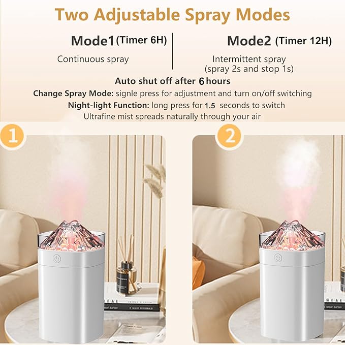 Ultrasonic Cool Mist Humidifier with 7 Color Night Lights, 2 Modes & 400ML Capacity & 10-20 Hours Runtime Quiet Humidifier for Bedroom, Nursery, Office, Plants (White) - Image 6