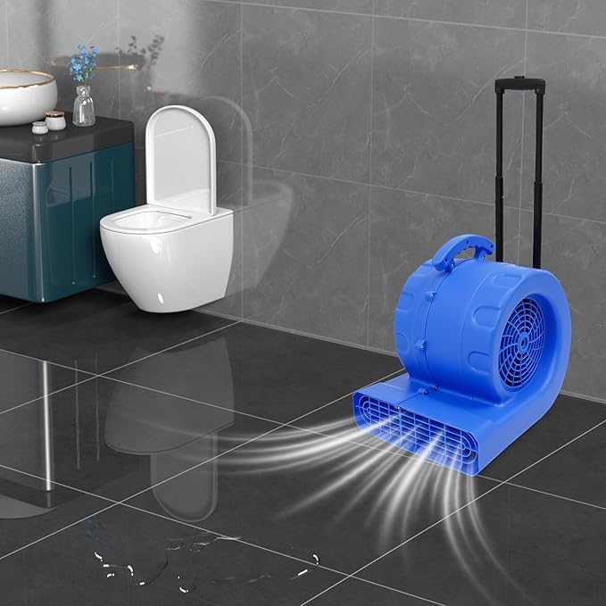 3-Speed Air Mover 750W Floor Drying Dryer Portable Carpet Drying Blower Fan-110V, 50/60Hz, 19 * 15in for Furniture, Windows, Commercial, Industrial, Removing Odors, Ventilation (Blue) - Image 4