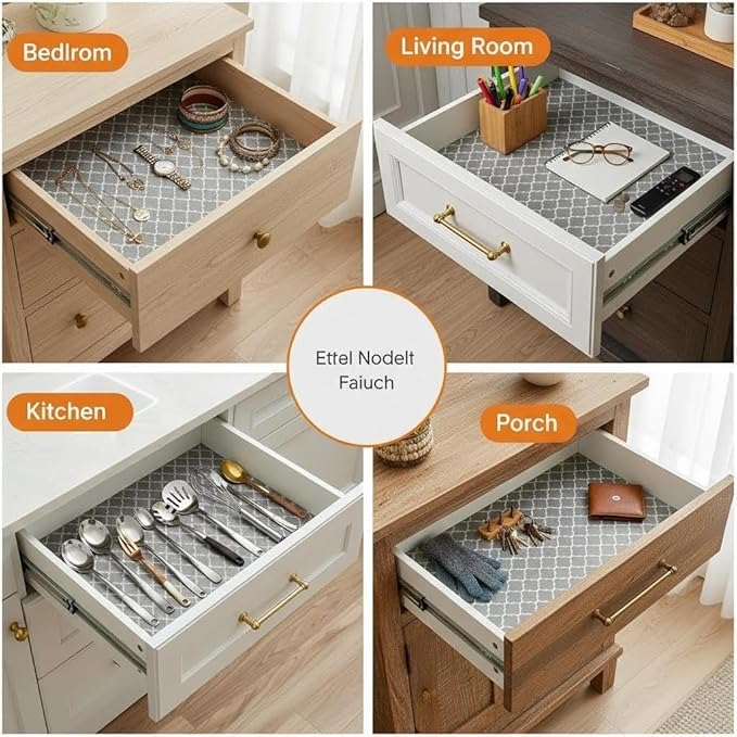 Coavas Extra Grip Thickened Shelf and Drawer Liner - Non-Adhesive Non-Slip Waterproof Mats for Kitchen Cabinets, Drawers, Shelves, Dresser & Cupboard, Easy Cut DIY (Gray, 17.5IN x 10FT) - Image 6
