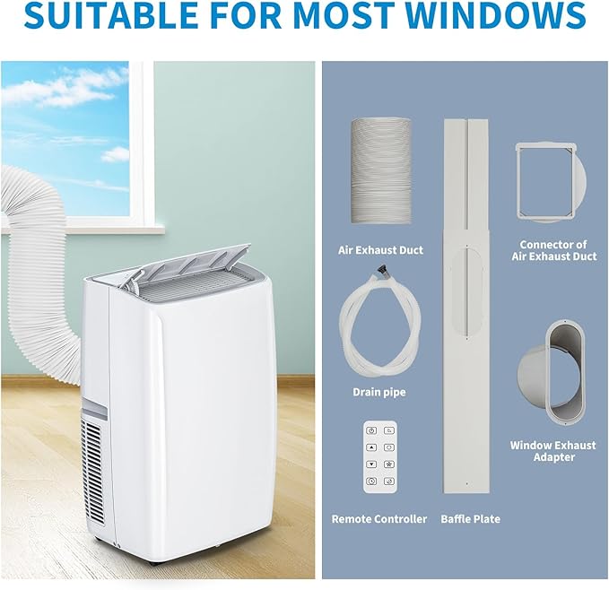 GarveeHome 14000 BTU Portable Air Conditioner, Quiet Portable AC Unit with Fan & Dehumidifier, Cooling Cools Room up to 750 sq.ft, Air Conditioner with Remote & 24H Timer for Rooms, Bedroom, Office - Image 7