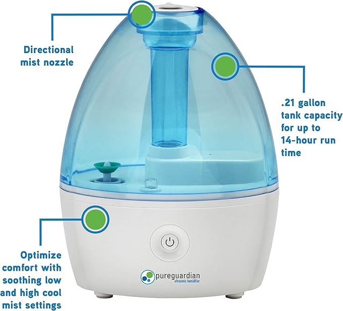 Pure Guardian H910BL Ultrasonic Cool Mist Humidifier, 14 Hrs. Run Time, 210 Sq. Ft. Coverage, Small Rooms, Quiet, Filter Free - Image 5