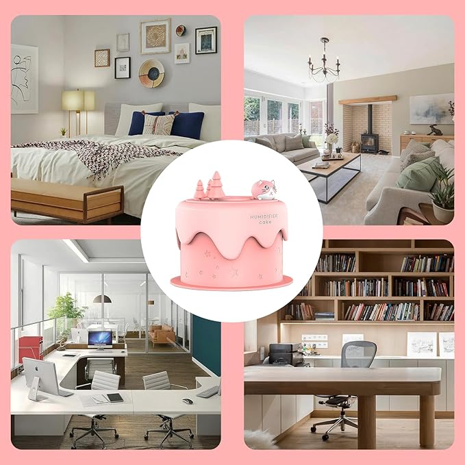 Cute Pet Humidifier, TV Humidifier, USB Plug in Use, Desktop Silent Spray, High Appearance Level Gifts (Pink Cat Cake) - Image 5
