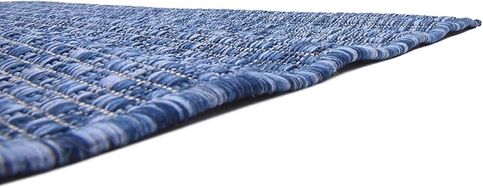 Unique Loom Collection Casual Transitional Solid Heathered Indoor/Outdoor Flatweave Area Rug (4' 1" x 6' 1" Rectangle, Blue/Navy Blue) - Image 8