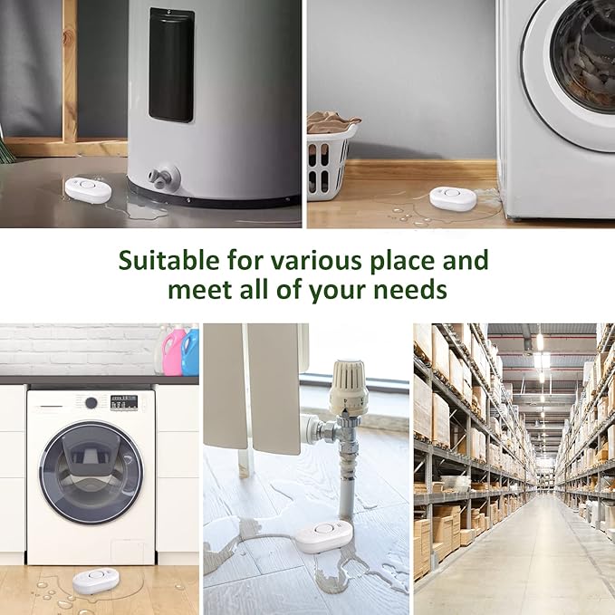 Water Leak Detector Sensor Alarm: Home Water Flooding Monitor Smart Sink Overflow Monitoring Adjustable Wet Moisture Alert Pipe Leakage Drip Detection Warning for Basement Floor 3Pack - Image 3