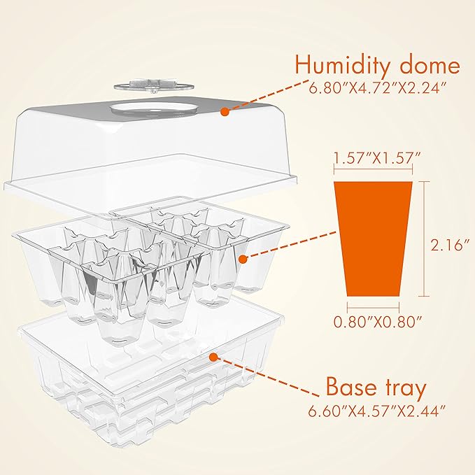 Gardzen 3 Pack Seed Starting Tray, Plant Germination Trays, Seed Starter Kit with Adjustable Humidity Vented Dome and Clear Base, Plant Growing Kit 6.6" x 4.5", Total 36-Cell, Clear - Image 2