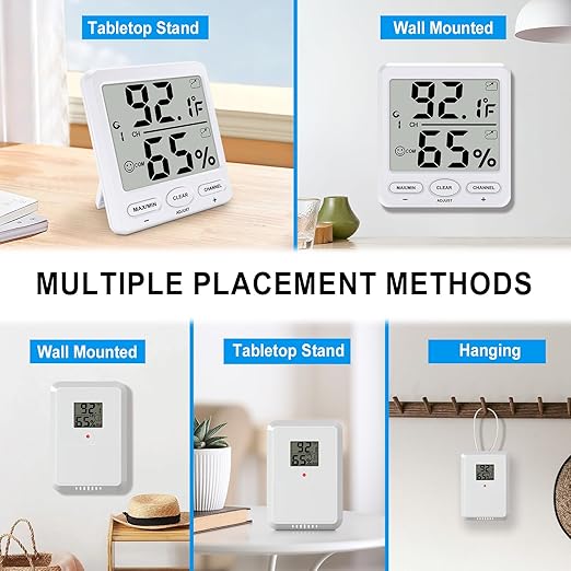 Urageuxy Indoor Outdoor Thermometer Wireless Digital Hygrometer Temperature and Humidity Gauge Monitor with Remote Sensor 4.8 Inches Large Display for Room Greenhouse Garden - Image 4