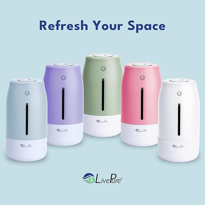 LivePure Cool Mist Humidifiers for Bedroom. Small Humidifier for Babies, Nursery, Plants, Office. Ultrasonic Cool Mist Humidifier w/Quiet Operation, USB-C Rechargeable. Mint Green - Image 7