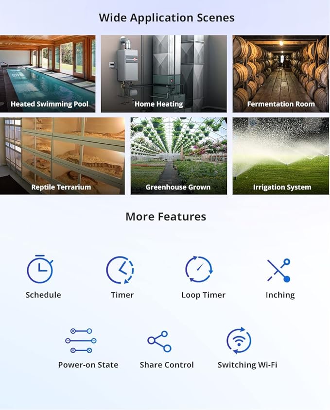 Smilewolf TH Elite 16A/20A WiFi Smart Switch Temperature and Humidity Monitoring Switch Smart Home work with DS18B20/ THS01/ RL560 (THR320) - Image 8